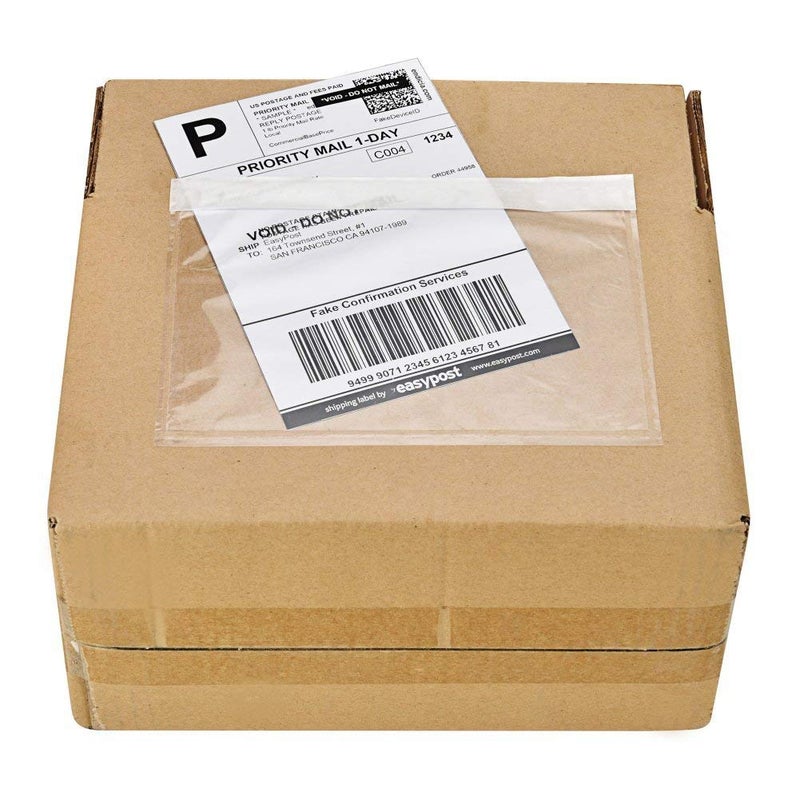 9527 Product 7.5" x 5.5" Clear Adhesive Top Loading Packing List/Shipping Label Envelopes (500 Pack) - Image 1